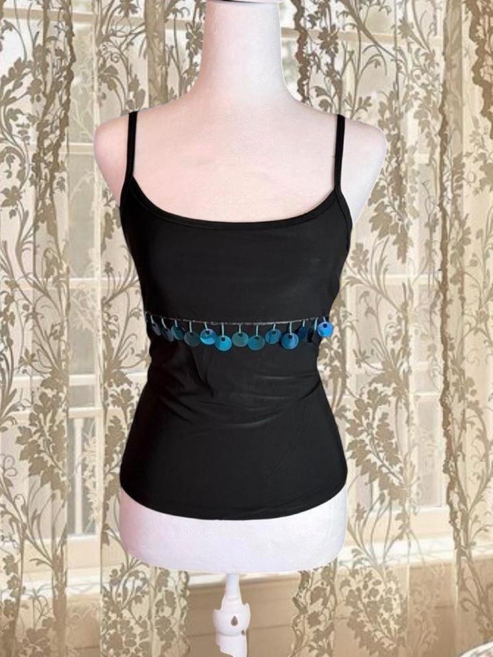 Vintage Y2K Deadstock Black Fairycore Sequin Top
